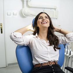 Woman feeling great after using nitrous oxide dental sedation in Laguna Niguel 