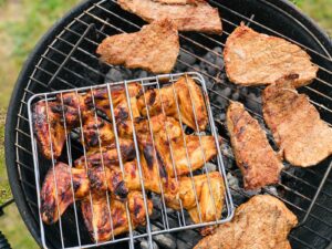 Grilled meat on barbeque 